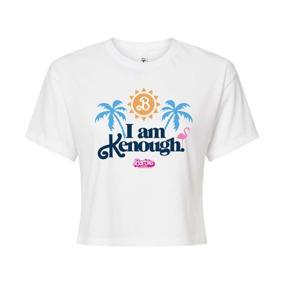 Barbie The Movie - I Am Kenough Palm Trees - Juniors Cropped Cotton Blend T-Shirt