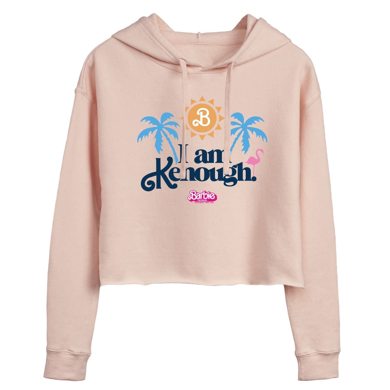 Barbie The Movie I Am Kenough Palm Trees Juniors Cropped Pullover Hoodie
