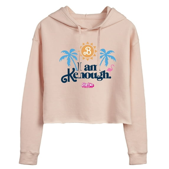 Barbie The Movie - I Am Kenough Palm Trees - Juniors Cropped Pullover Hoodie