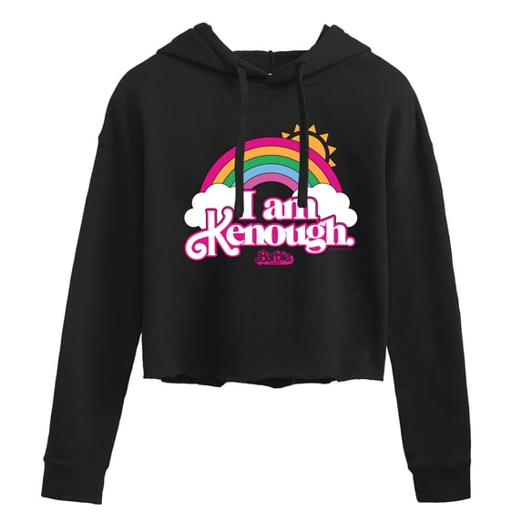 Barbie The Movie - I Am Kenough Rainbow Clouds - Juniors Cropped Pullover Hoodie
