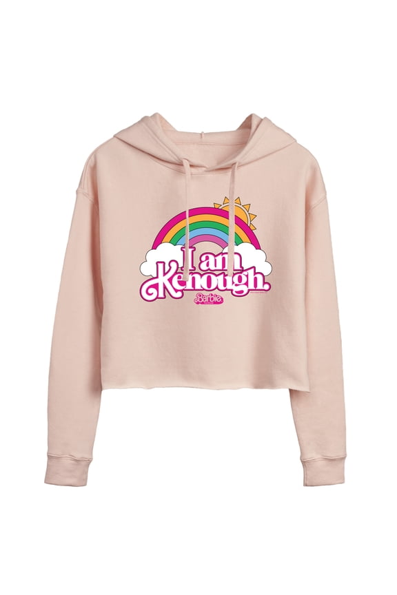 The Movie - I Am Kenough Rainbow Clouds - Juniors Cropped Pullover Hoodie