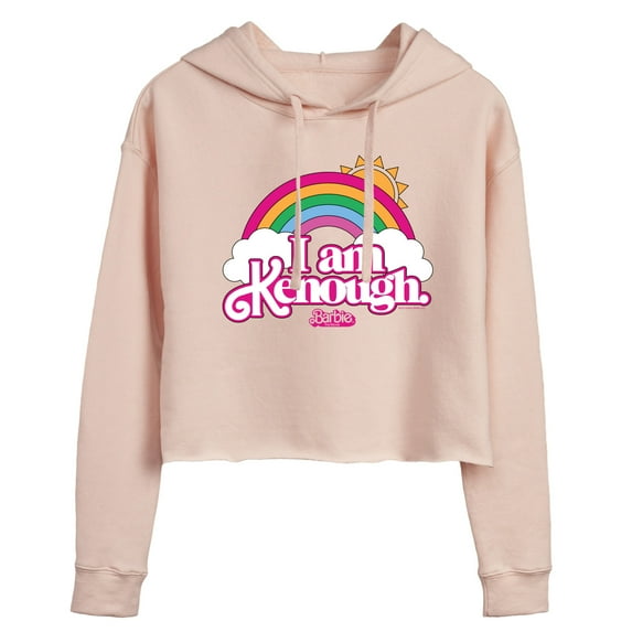 Barbie The Movie - I Am Kenough Rainbow Clouds - Juniors Cropped Pullover Hoodie