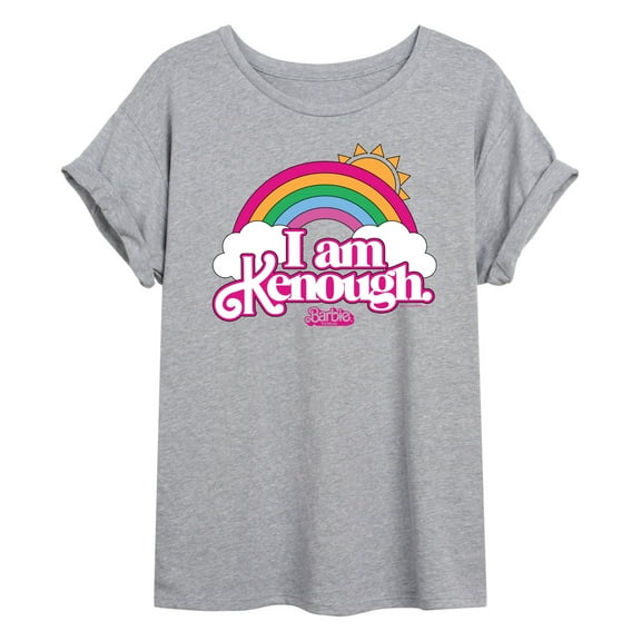 Barbie The Movie - I Am Kenough Rainbow Clouds - Juniors Ideal Flowy Muscle T-Shirt