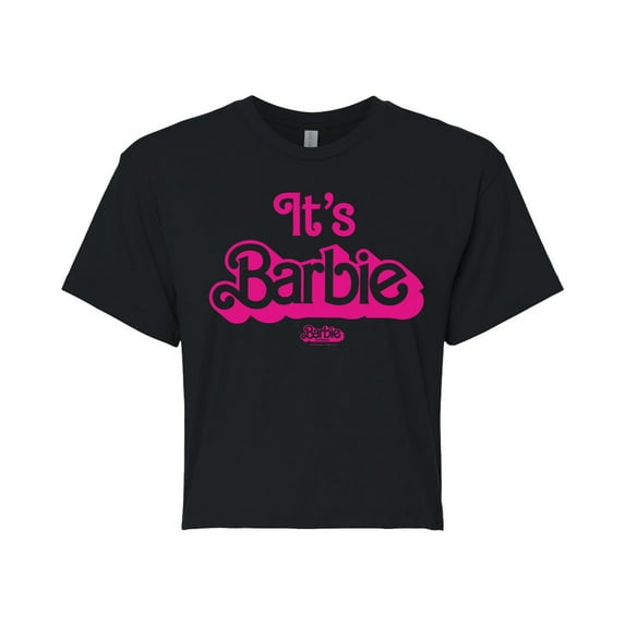 Barbie The Movie - It's Barbie Pink - Juniors Cropped Cotton Blend T-Shirt