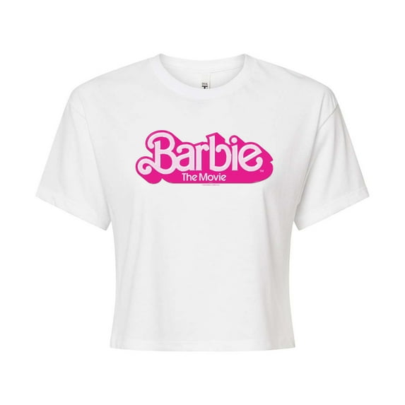 Barbie The Movie - Movie Logo - Juniors Cropped Cotton Blend T-Shirt