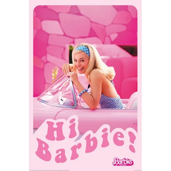 Barbie The Movie Movie Poster (Hi Barbie Margot Robbie In Car — free download