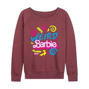 Barbie - Weird Barbie Womens Lightweight French Terry Wide Neck Long Sleeve Graphic Shirt