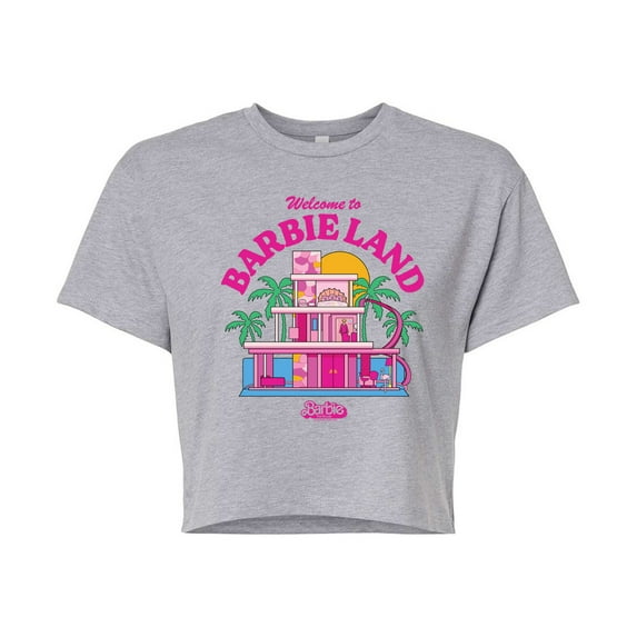 Barbie The Movie - Welcome To Barbie Land - Juniors Cropped Cotton Blend T-Shirt