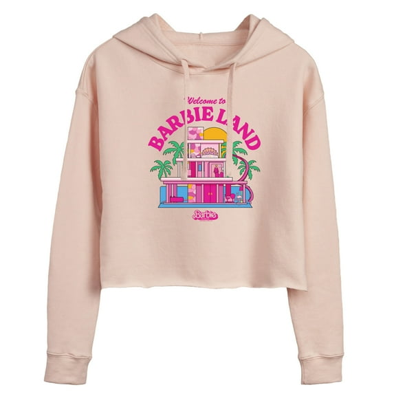 Barbie The Movie - Welcome To Barbie Land - Juniors Cropped Pullover Hoodie