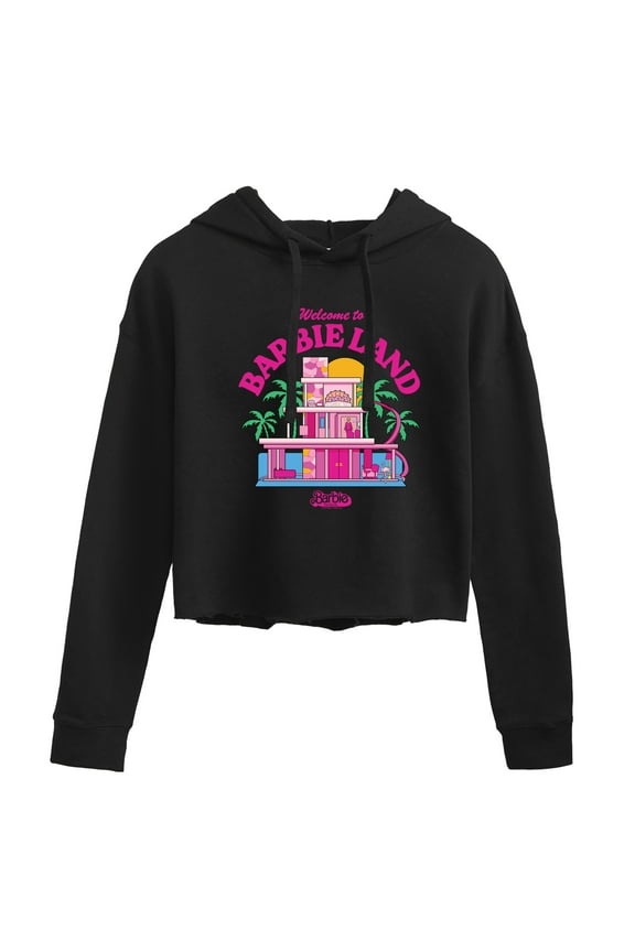 The Movie - Welcome To Barbie Land - Juniors Cropped Pullover Hoodie