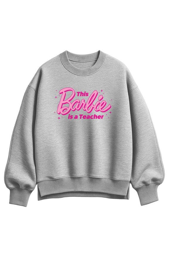 - This Barbie Is A Teacher  - Women's Drop Shoulder Crew Neck Sweatshirt