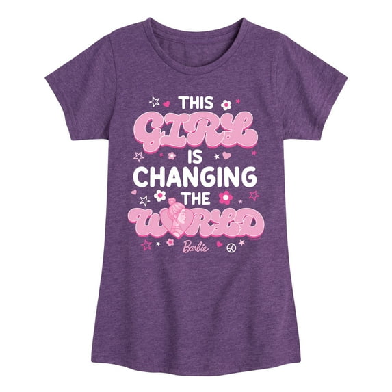 Barbie - This Girl Is Changing The World - Girls Fitted Short Sleeve Graphic T-Shirt