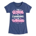 thumbnail image 1 of Barbie - This Girl Is Changing The World - Girls Fitted Short Sleeve Graphic T-Shirt, 1 of 5