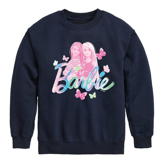 Barbie - Tie Dye Barbie and Butterflies - Toddler And Youth Crewneck Fleece Sweatshirt
