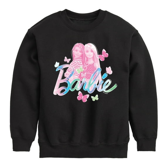 Barbie - Tie Dye Barbie and Butterflies - Toddler And Youth Crewneck Fleece Sweatshirt