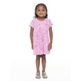 thumbnail image 1 of Barbie Toddler Girl Allover Print Dress with Short Sleeves, Sizes 12M-5T, 1 of 3