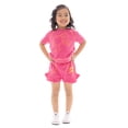 thumbnail image 1 of Barbie Toddler Girl Embroidered Graphic Top and Ruffle Shorts Set, 2-Piece, Sizes 12M-5T, 1 of 14