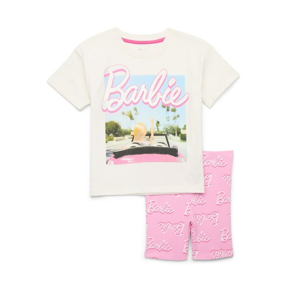 Barbie Toddler Girl Graphic Tee and Bike Shorts Set, 2-Piece, Sizes 12M-5T