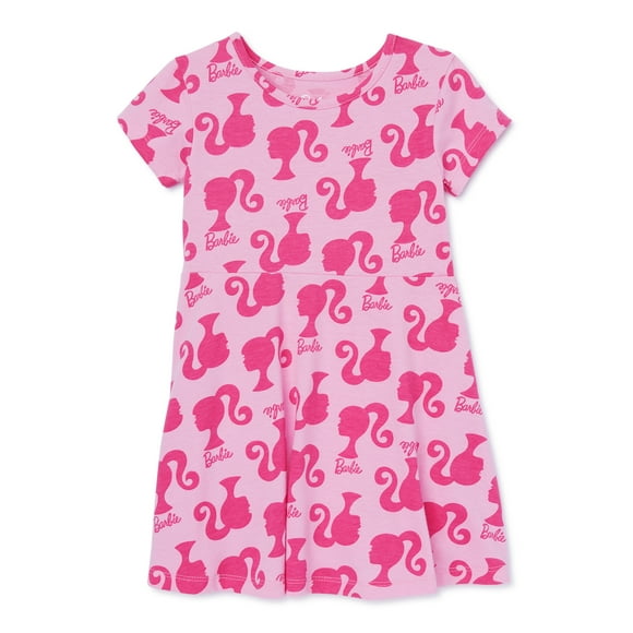 Barbie Toddler Girl Print Skater Dress, Sizes 12M-5T