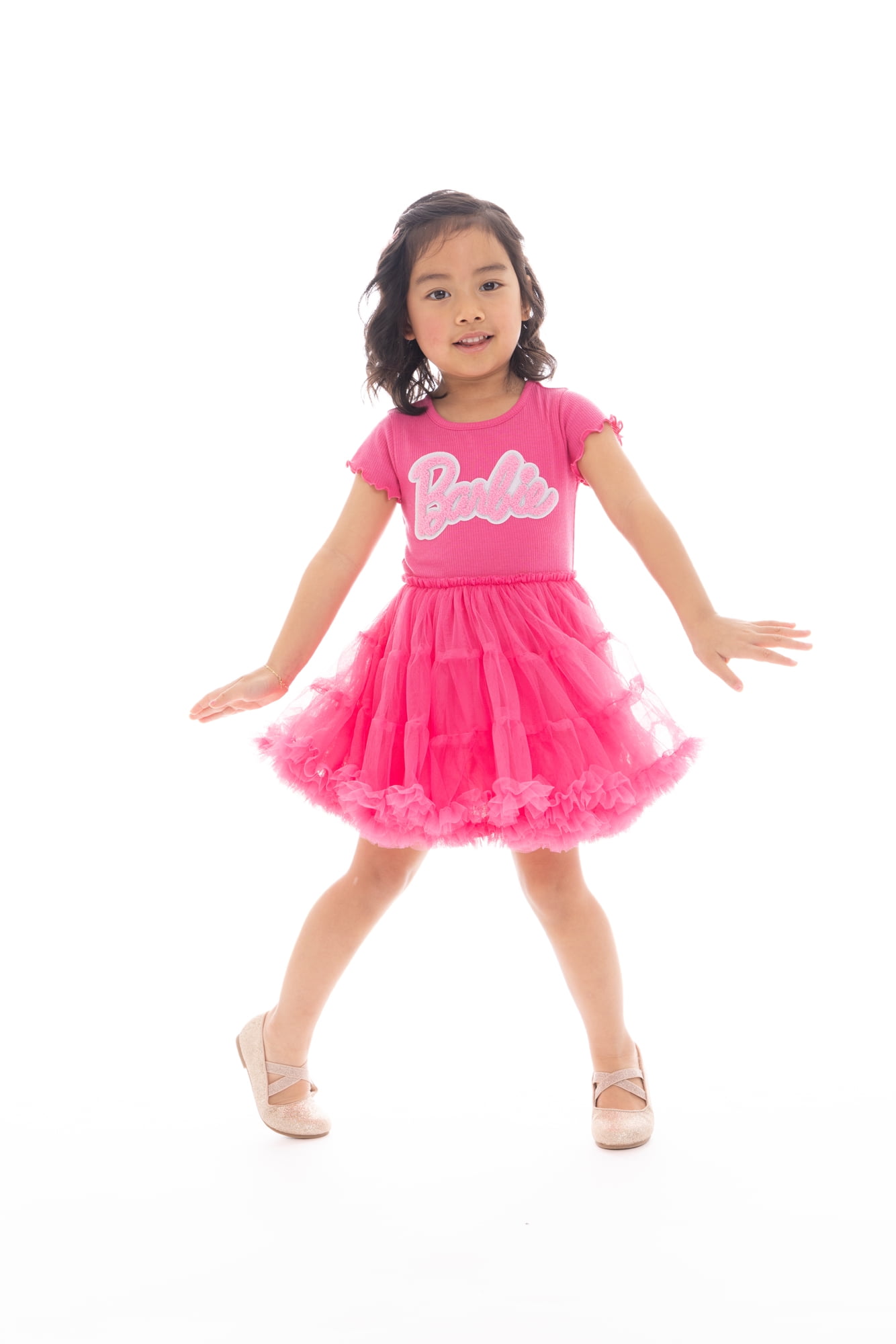 Barbie Toddler Girl Tiered Tutu Dress with Chenille Patch, Sizes 12M-5T