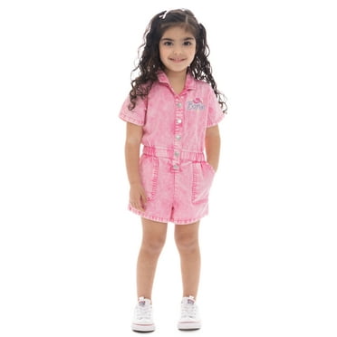 Barbie Toddler Girl Western Graphic Print Twill Romper, Sizes 12M-5T