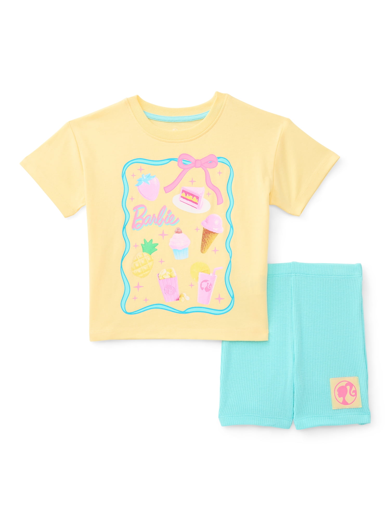 Barbie Toddler Girls Graphic Tee and Bike Shorts Set, 2-Piece, Sizes 12M-5T
