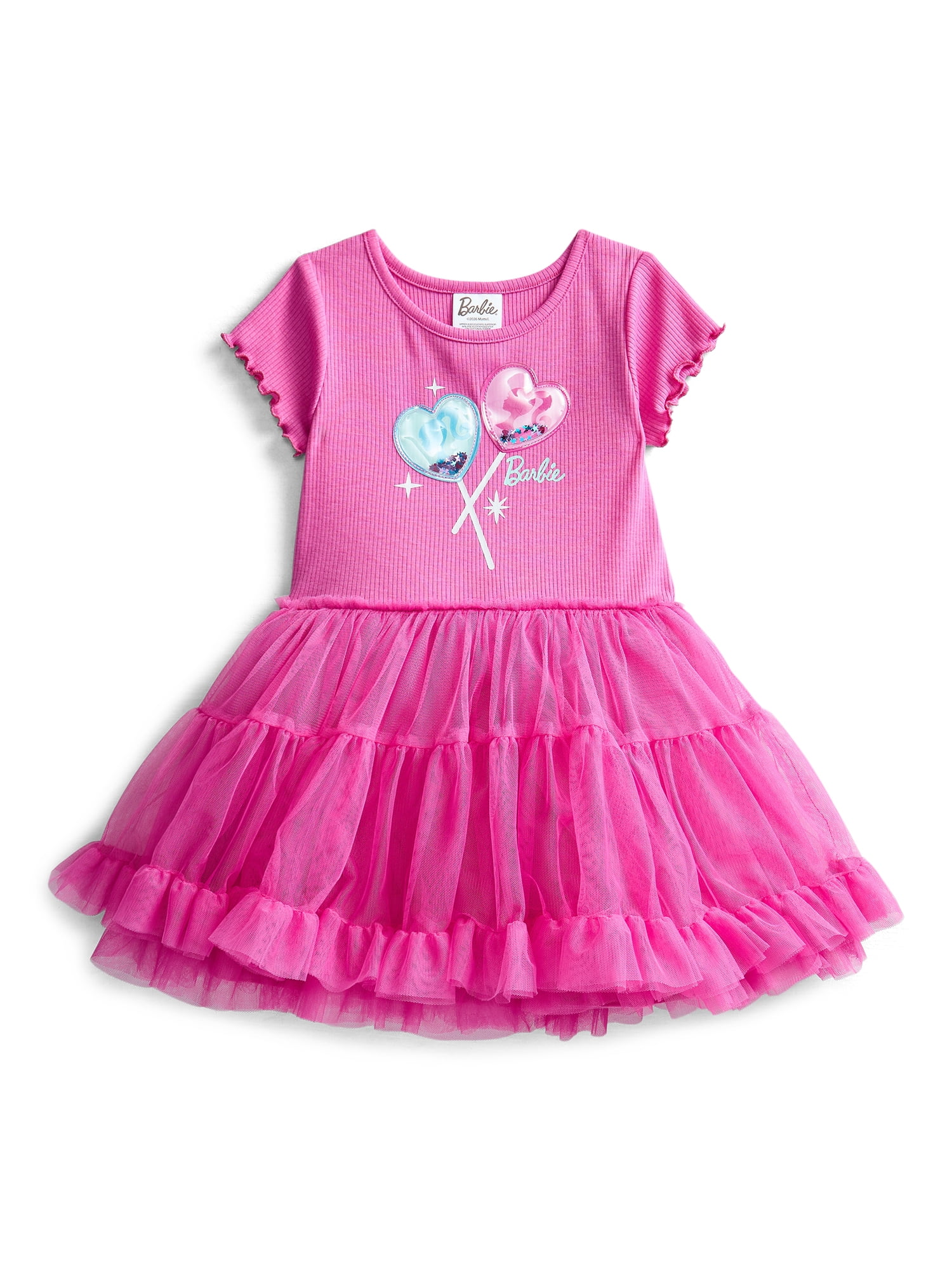 Barbie Toddler Girls Graphic Tutu Dress with Short Sleeves, Sizes 12M-5T