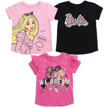 Barbie Toddler Girls 3 Pack T-Shirts Toddler to Big Kid