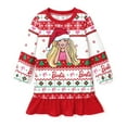 thumbnail image 1 of Barbie Toddler Girls Christmas Dress Red Bohemian Ruffle Hem Long Sleeves Outfits Ugly Sweatshirt Sizes 2-6Y, 1 of 8