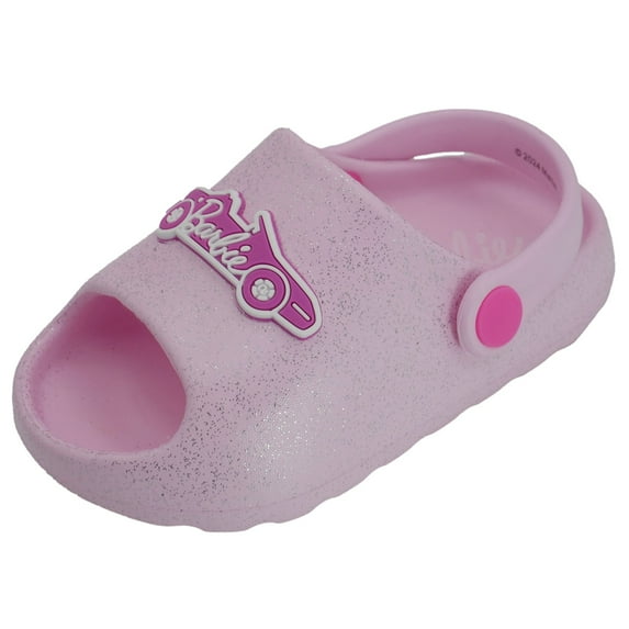 Barbie Toddler Girls' Cloud Slide Sandals - Barbie Light Pink Glitter, Size 4