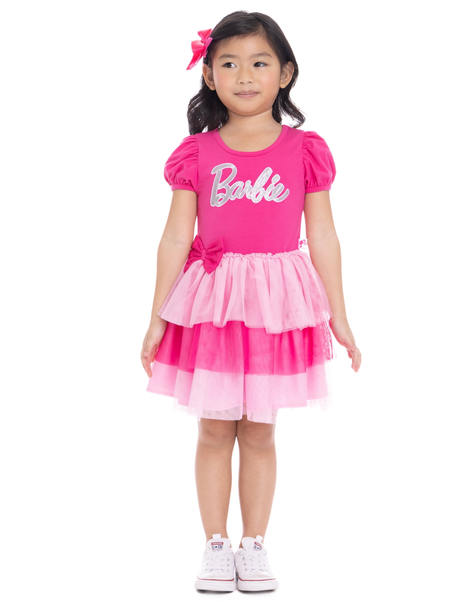 Barbie Toddler Girls Cosplay Tutu Dress with Puff Sleeves, Sizes