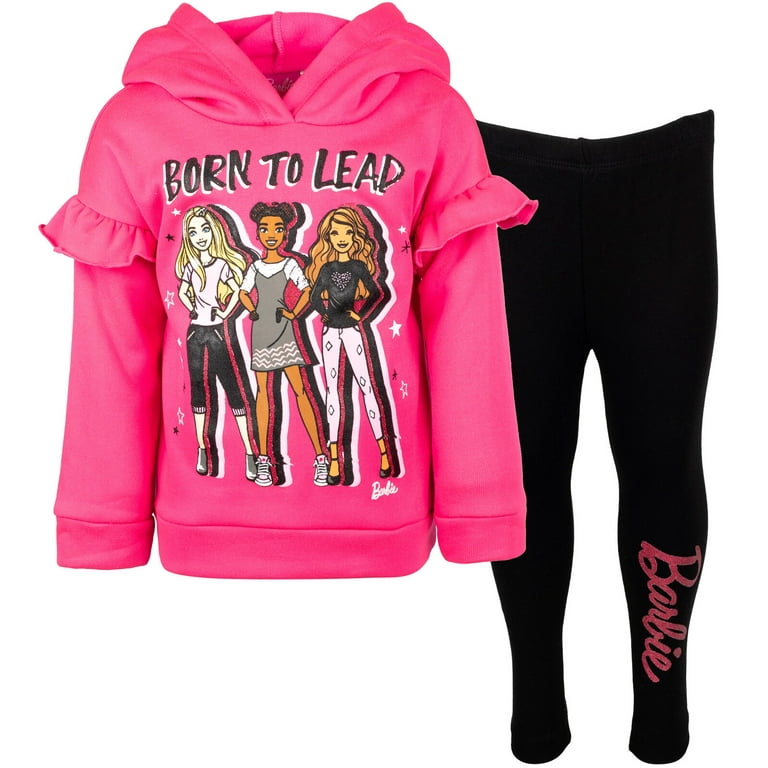 Barbie Toddler Girls Fleece Hoodie and Leggings Outfit Set Toddler to Big  Kid
