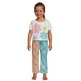 thumbnail image 1 of Barbie Toddler Girls Floral Short Sleeve Long Flare Pant Pajama Sleep Set, 2-Piece, Sizes 2T-5T, 1 of 5