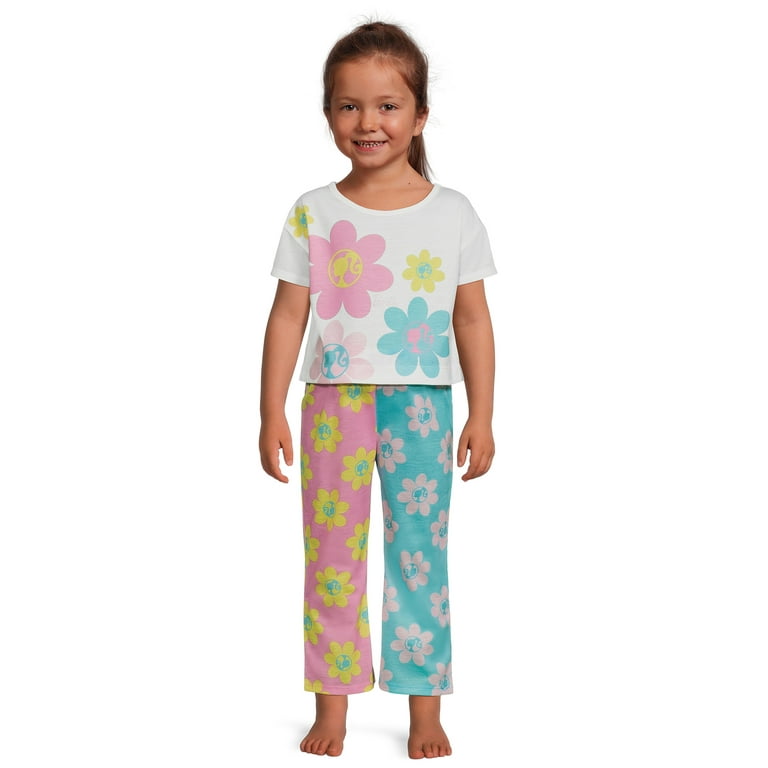 Barbie Toddler Girls Floral Short Sleeve Long Flare Pant Pajama