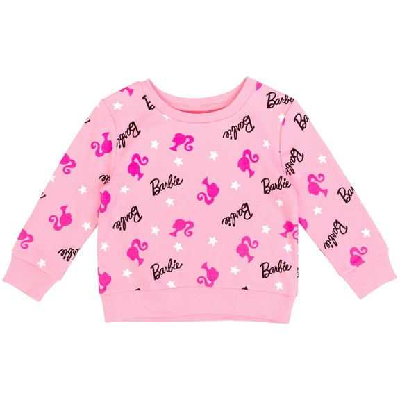 Barbie Toddler Girls French Terry Pullover Sweatshirt Toddler to Big Kid