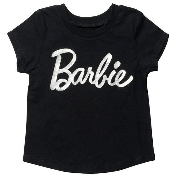Barbie Toddler Girls Metallic Print Pullover T-Shirt Toddler to Big Kid