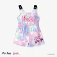 thumbnail image 1 of Barbie Toddler Girls Romper Tyedyed Colorful Pattern with Classic Logo Print Jumpsuit Sizes 3-10, 1 of 7