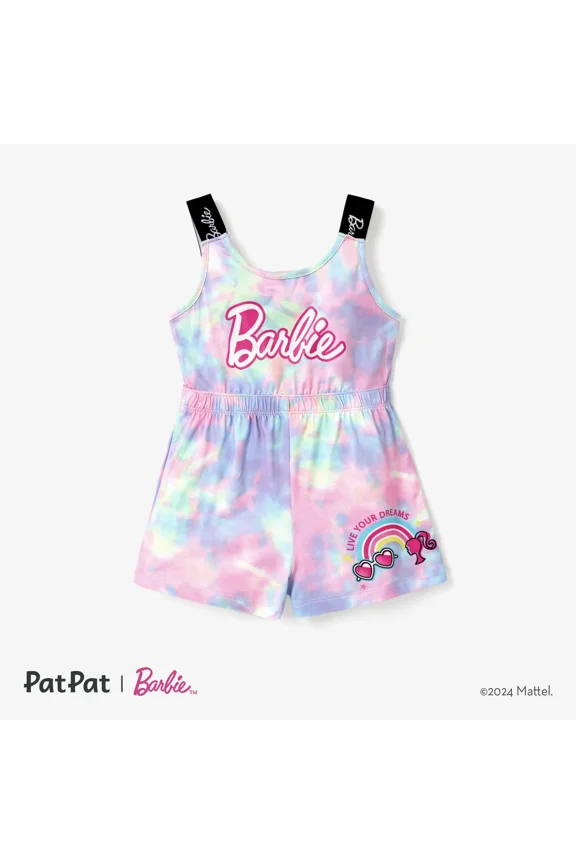 Toddler Girls Romper Tyedyed Colorful Pattern with Classic Logo Print Jumpsuit Sizes 3-10