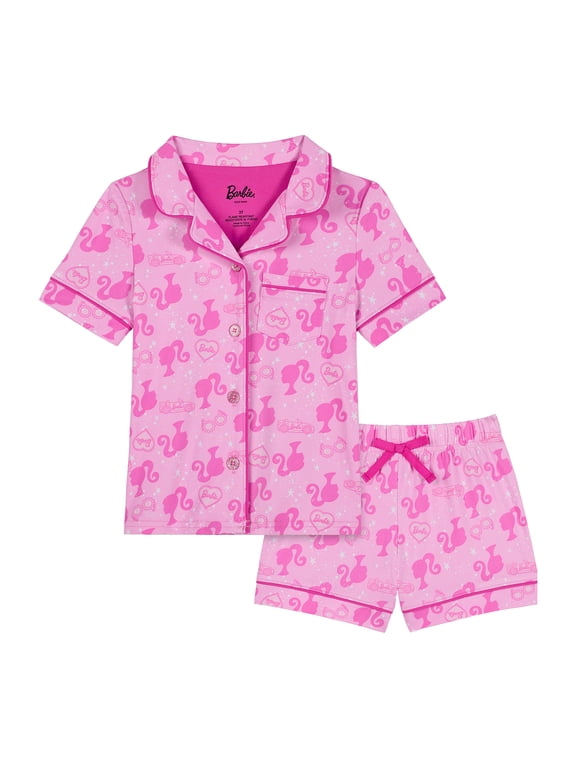 Toddler Girls Short Sleeve Button Front Top and Sleep Shorts, 2-Piece, Sizes 2T-5T