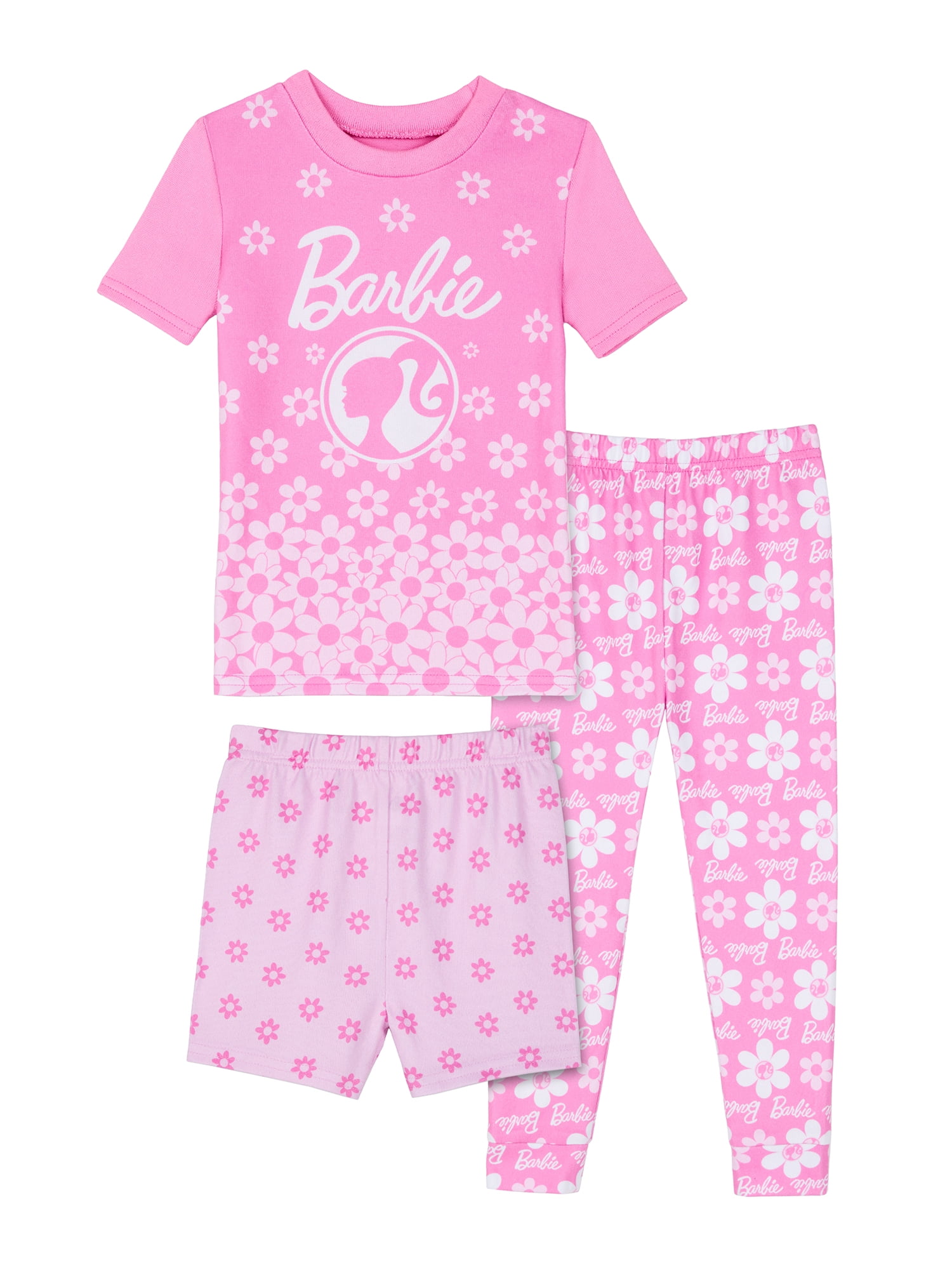 Barbie Toddler Girls Short Sleeve Pajama Set, 3-Piece, Sizes 12M-5T