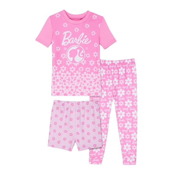Barbie Toddler Girls Short Sleeve Pajama Set, 3-Piece, Sizes 12M-5T