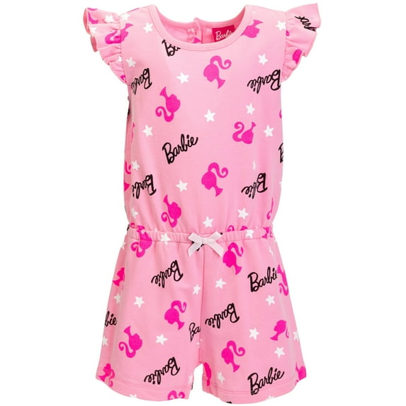 Barbie Toddler Girls Sleeveless French Terry Romper – Pink