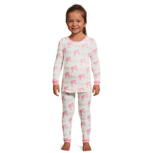 Barbie Toddler Girls Snug Fit Hacci Long Sleeve Pajama Set,
