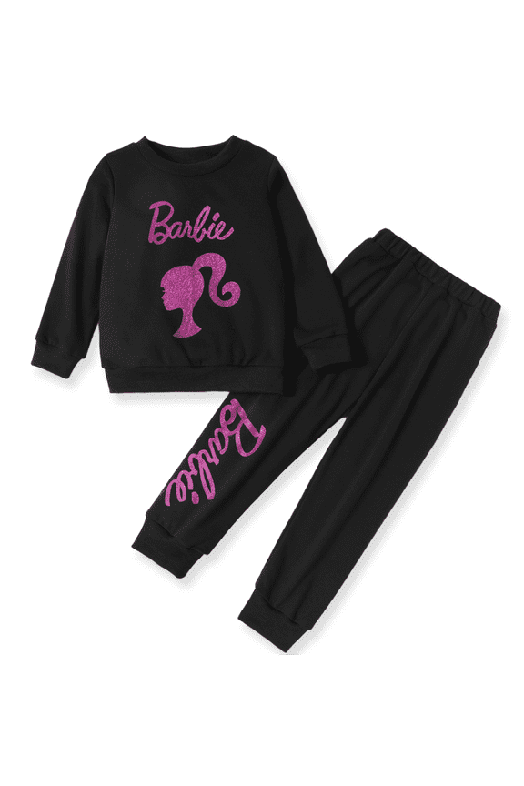 Toddler Girls Sweatshirts Character Letter Print Cotton Pullover and Elasticized Pants 2 Pieces Outfits Sets Sizes 2-6