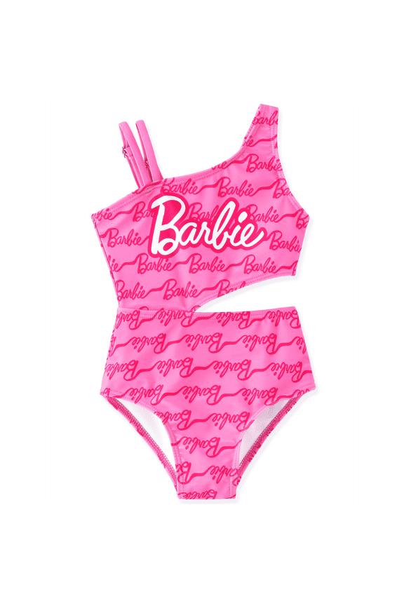 Toddler Girls Swimsuit Waist Cutout Allover Print One Piece Swimwear One Shoulder Bathing Suit Sizes 3Y