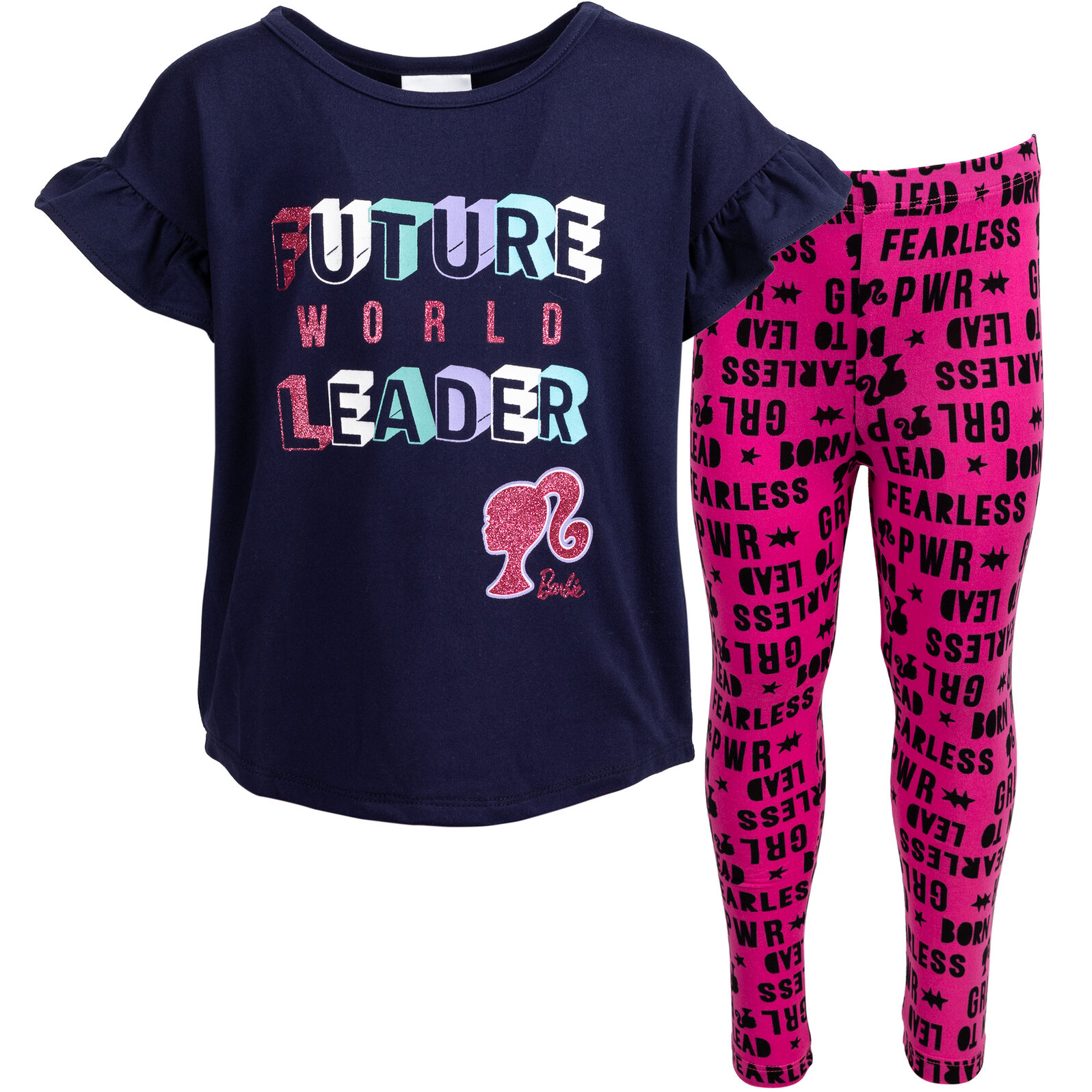 Girls OMG Print T-Shirt & Wet Look Leopard Legging Outfit Set - Ages 7-13 Yrs