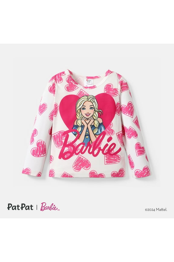 Toddler Girls Tops Pink Heart Graphic Long Sleeve Tee Birthday Gift Sizes 2-6