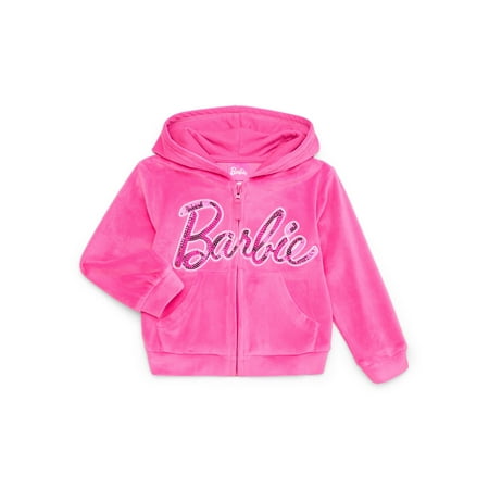 Barbie Toddler Girls Velour Zip-Up Hoodie, Sizes 2T-5T