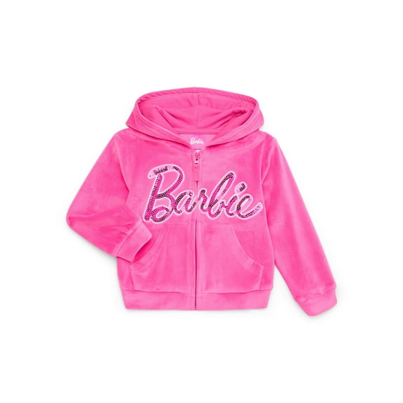 Barbie Toddler Girls Velour Zip-Up Hoodie, Sizes 2T-5T