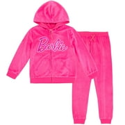 Barbie Velour Matching Family Zip Up Hoodie & Pants Outfit Set Toddler to Big Kid